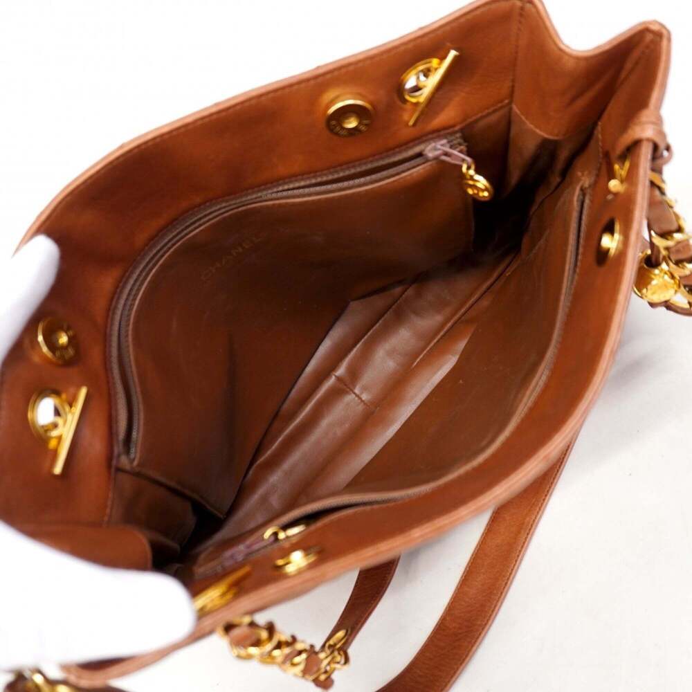 CHANEL Brown Lambskin Leather Tote Bag - Picture 4 of 12